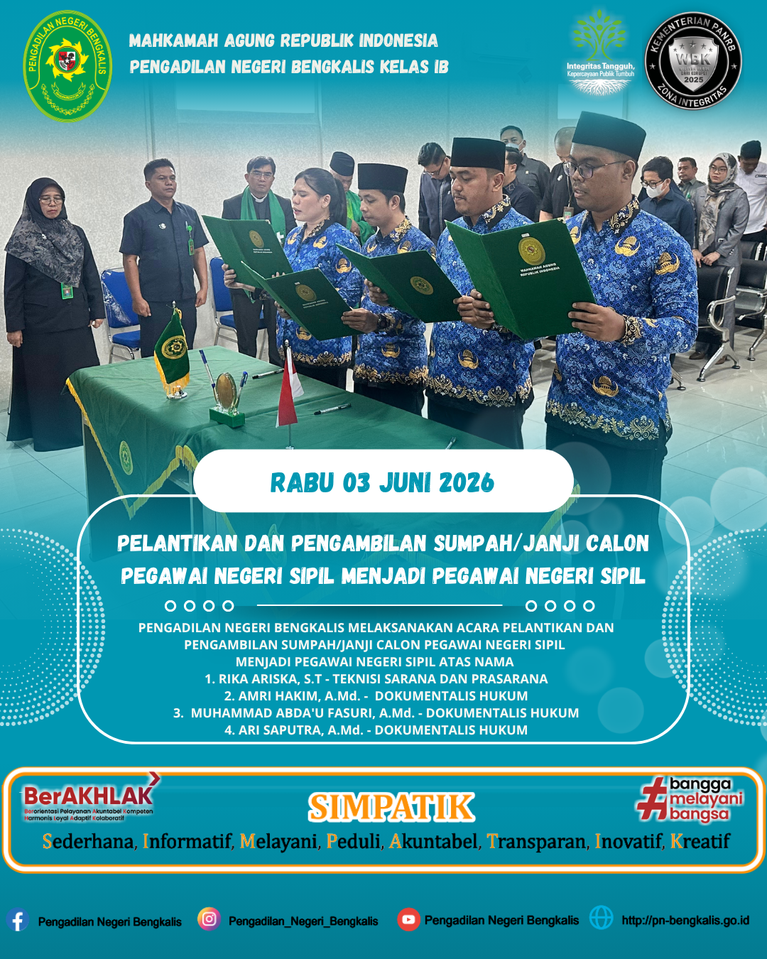 PELANTIKAN DAN PENGAMBILAN SUMPAH/JANJI CALON PEGAWAI NEGERI SIPIL MENJADI PEGAWAI NEGERI SIPIL